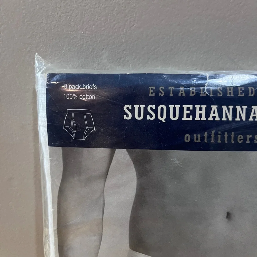 Vtg Susquehanna‎ Trail Outfitters Mens White Briefs 3 Pack 100% Cotton Size 42